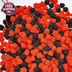 Berries Gummy Candy – 1 Pound Bulk Bag, Crunchy Red and Black Candy – Raspberry