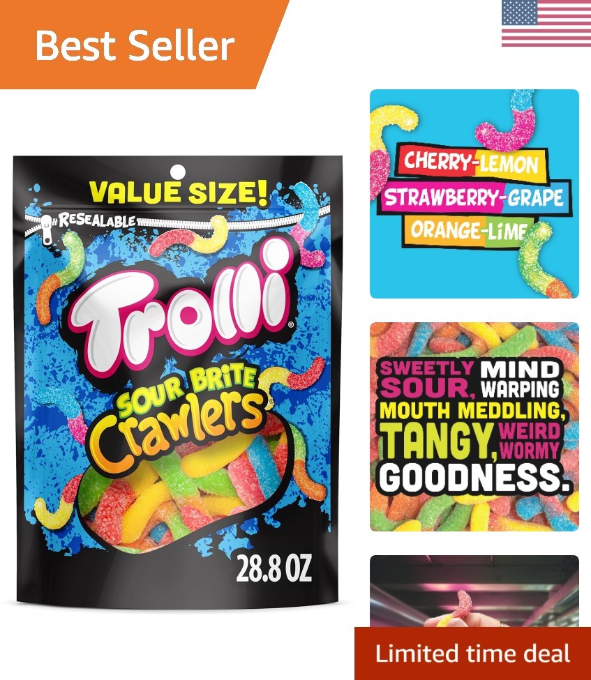 Sour Brite Crawlers, Candy, Cherry-Lemon, Strawberry-Grape & Orange-Lime, Swe…
