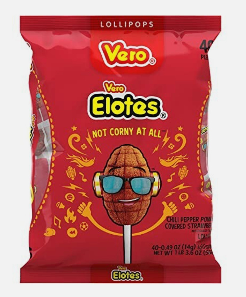 Elotes Vero Paleta Strawberry SpicyMexican Lollipops With Chili Powder 40 Pieces