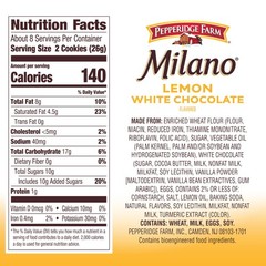 Pepperidge Farm Milano White Chocolate Lemon Cookies, Kosher & Vegetarian 7oz