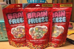 Lot of Three BRAIN FREEZE Freeze Dried Candy RAINBOW CRUNCH 3, 5.6 oz Bags 06/25