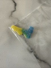 Rare Blue Yellow Sour patch kid Gummy Candy Piece in Clear Plastic Bag (1)