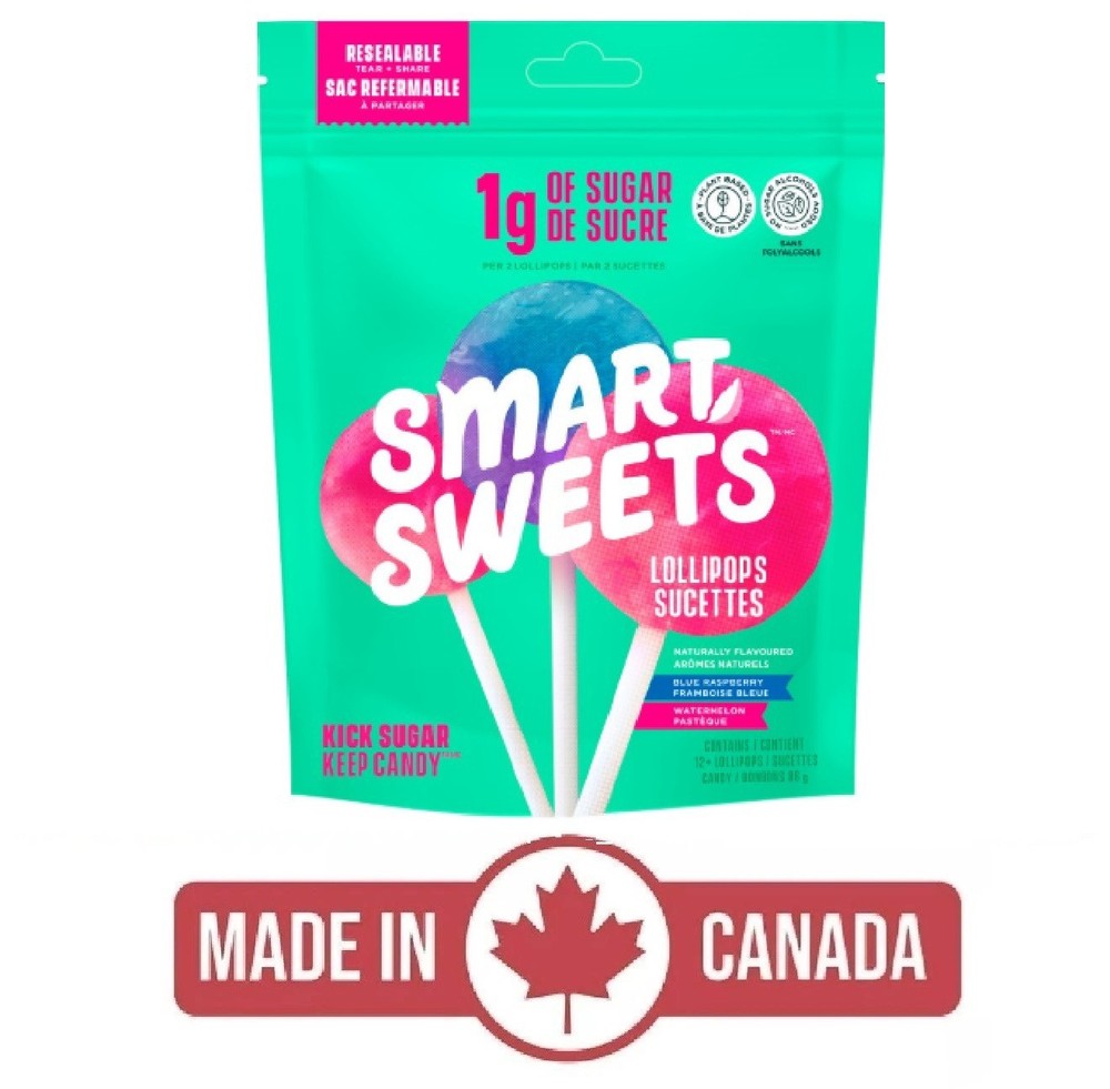 Smart Sweets Lollipops (86g) Candy Low Sugar Healthy Canada Treat Natural Veggie