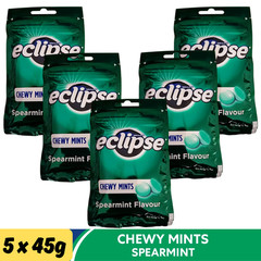 5 packs Chewy Mints Wrigley’s Eclipse Spearmint Powerful Refresh Breath New- 45g