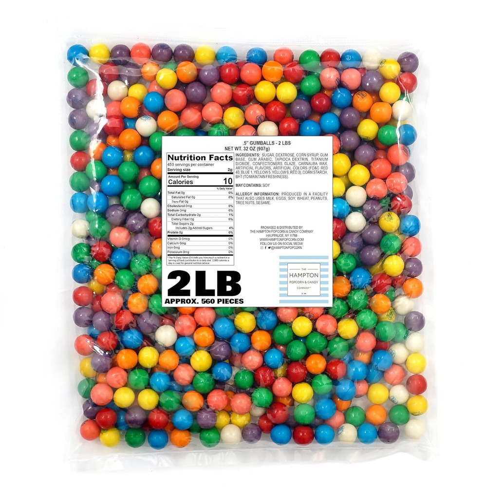 Gumballs for Gumball Machine, 0.5 Inch Mini Gumballs, Approx. 560 Pieces, 2Lb Bu