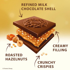Premium Caramel Hazelnut Chocolate Squares, Individually Wrapped Chocolates, Gre