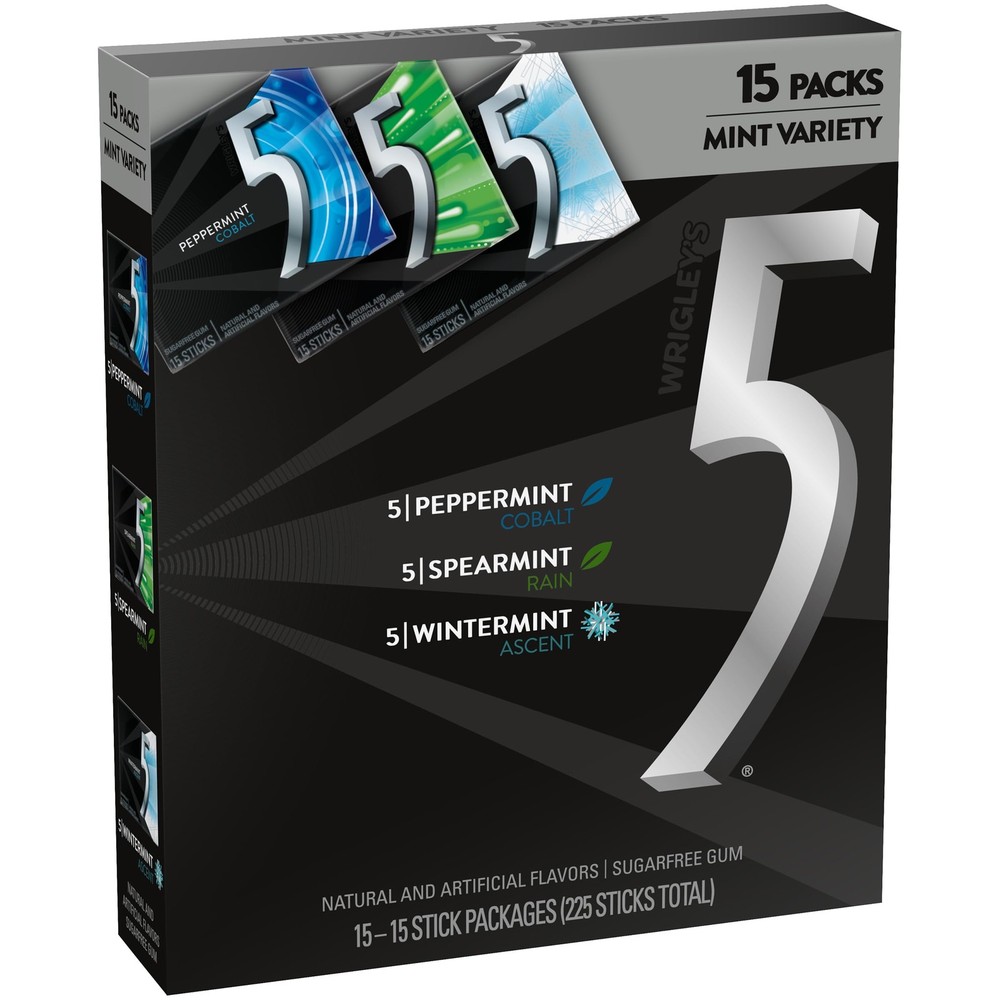 5 GUM Peppermint 1 Count (Pack of 15), green, blue, light green or blue