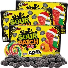 SOUR PATCH KIDS Holiday Coal Sour Candy Pack of 3 Gummy Treats 3.1oz Each