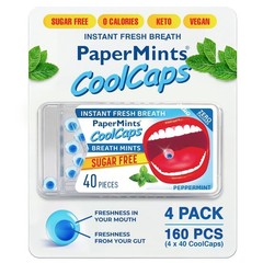 Coolcaps Liquid Burst Breath Mints – Sugar Free, Peppermint Flavor, 160 Total –