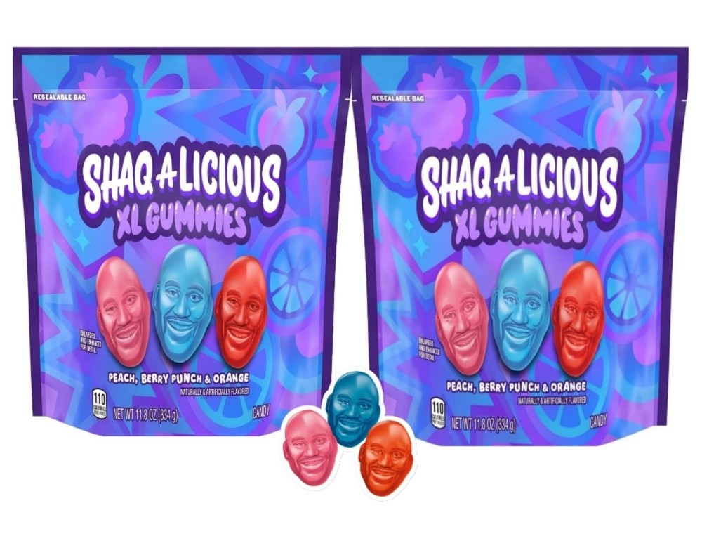 Shaq-A-Licious Xl Gummies Original Flavor Chewy Candy, Bag 11.8 oz (2pack)
