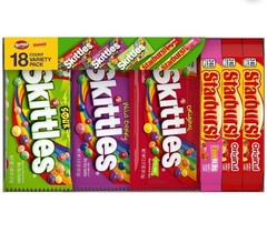 Mars Mixed Skittles & Starburst Variety Pack Gummy Candy Assortment -18 Bars Box