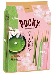 Japanese Snacks Glico Pocky Sakura Matcha Chocolate (8 bags) Spring Limited