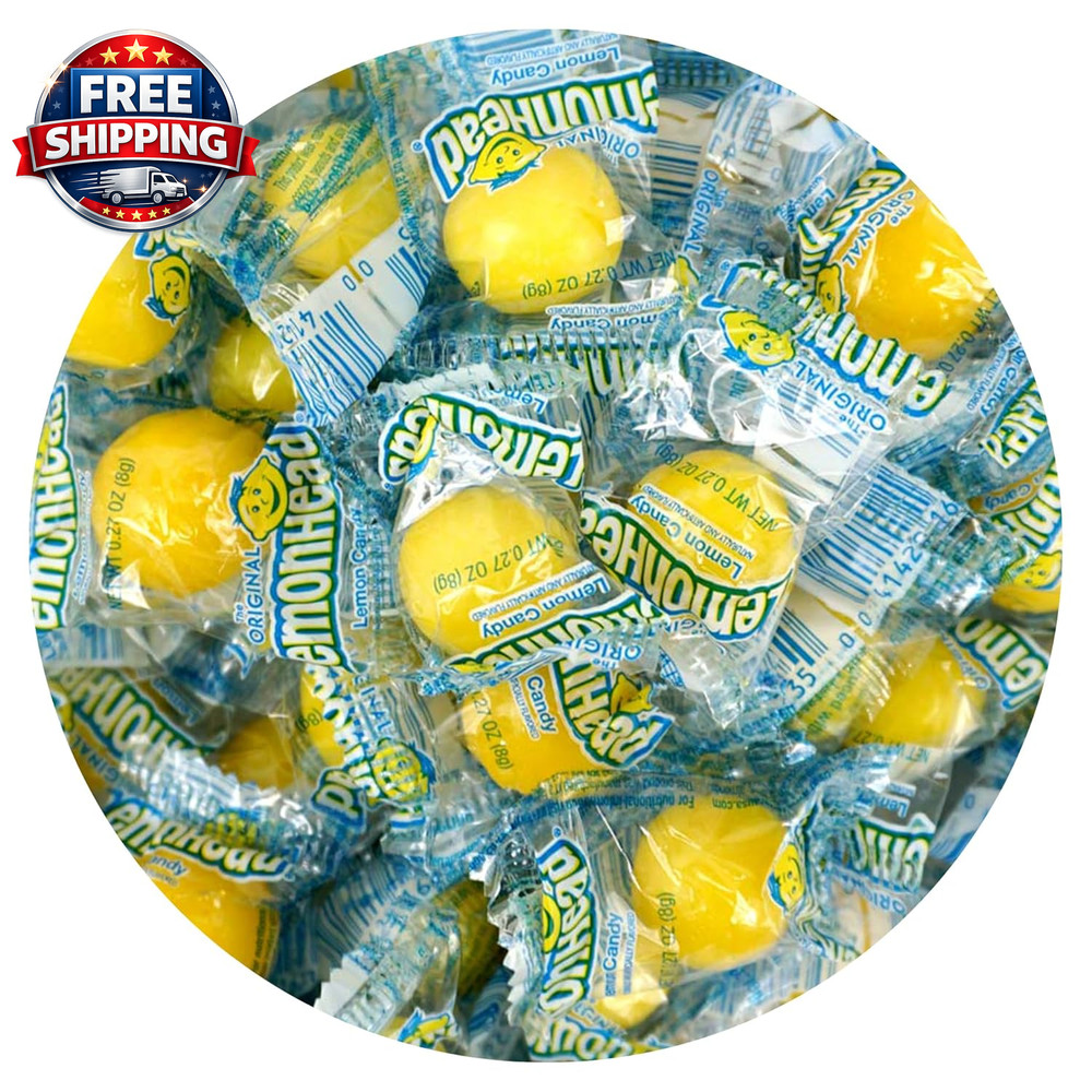 Lemonheads Candy, 1Lb Bulk Bag (Approximately 60 Pieces), Sour Hard Candies, Yel