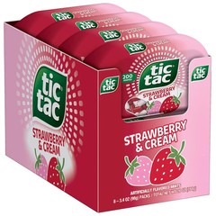 Tic Tac Strawberry & Cream Flavored Mints 8 Count On-The-Go Refreshment 3.4 Oz