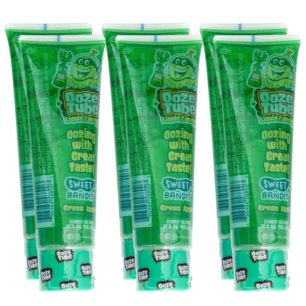 Ooze Tube Liquid Candy Green Apple, 4 Ounce Each (Pack of 6)