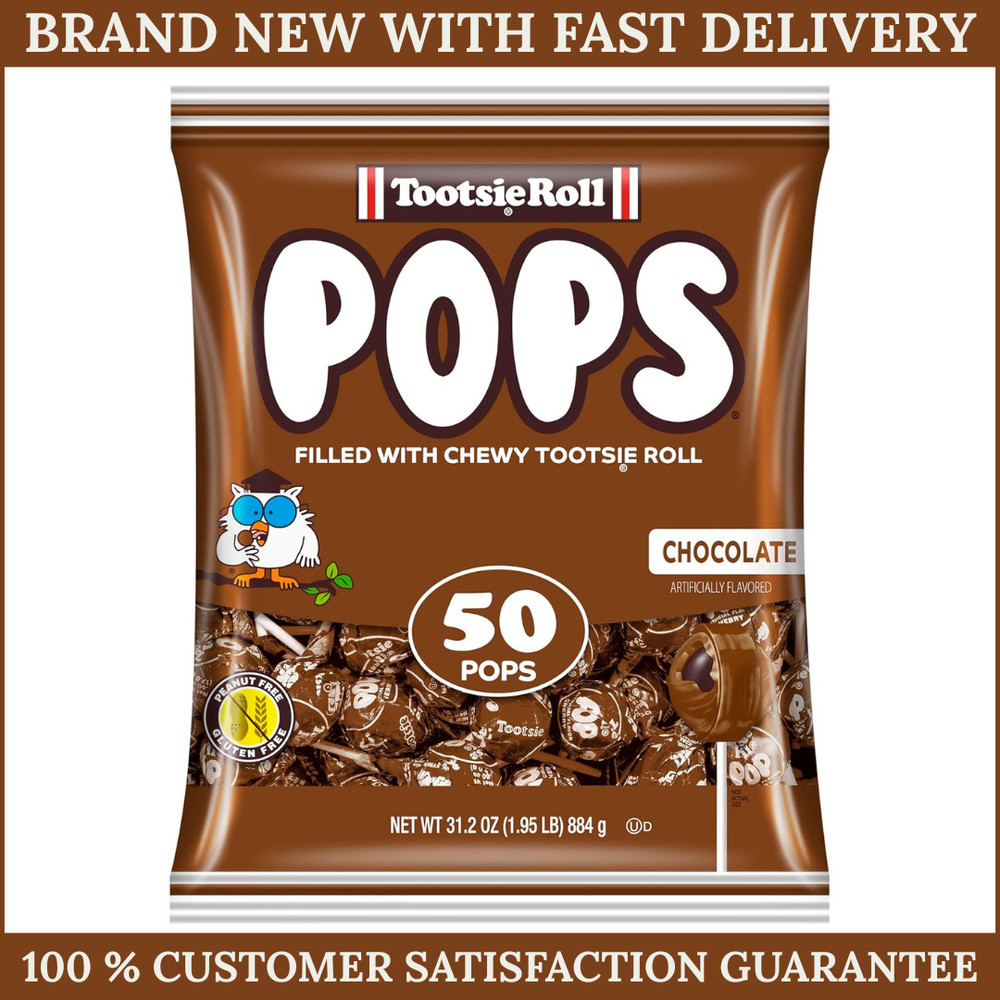 Tootsie Pops Chocolate Flavor Lollipops 50 Count Individually Wrapped Candy