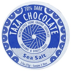 6x Taza Chocolates Organic Sea Salt Chocolate Mexican-Style Disc, 2.7 Oz