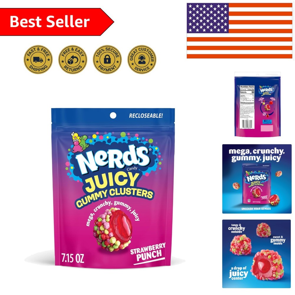 Strawberry Punch Juicy Gummy Clusters – 7.15 oz Candy for Snacking & Sharing