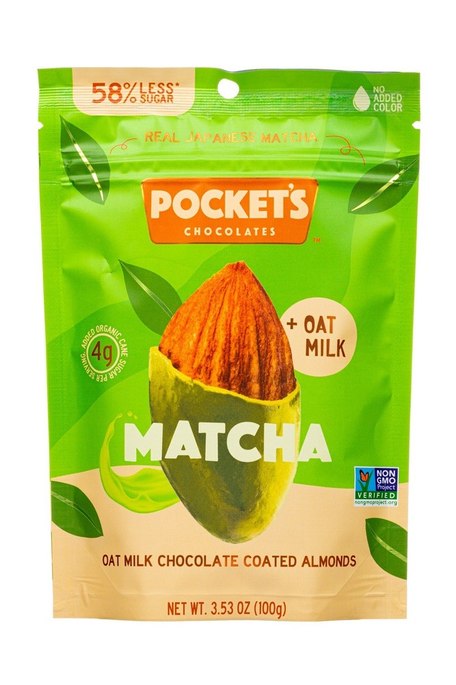 Pocket’s MATCHA Oat Milk Chocolate Coated Almonds Green Tea Japanese BB 10/2026