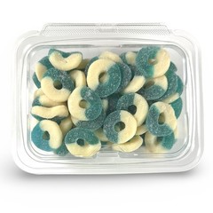 Fruity Flavorful Nostalgic Gummy Rings Candy Featuring 1lb. Apple, Peach, Waterm