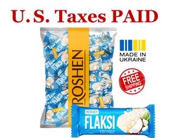 Roshen Flaksi Coconut Candies Crispy Wafer Coconut Flakes Ukrainian Candy