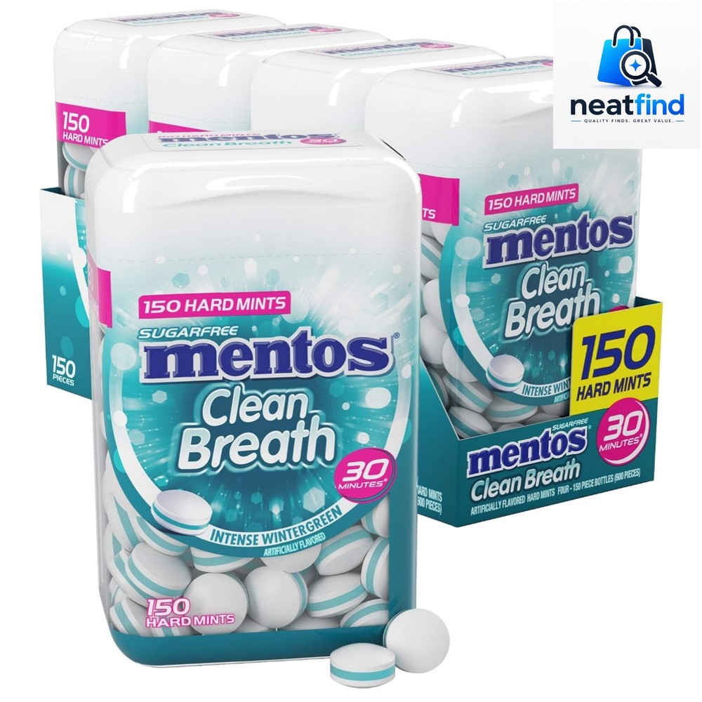 Clean Breath Hard Mints, Intense Wintergreen, 150 Pieces, 4 Count Pack