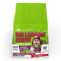Big League Chew Swingin’ Sour Apple Bubble Gum – Tart & Tangy Apple Flavor Burst