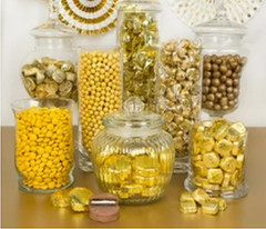 Gold Premium Candy Buffet, 12+lbs of Sweets with Elegant Glass Containers