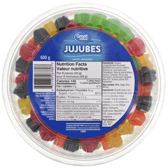 Great Value Tub of Fruity Gummy Jujubes, 600g/1.3 lb