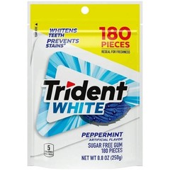Trident White Sugar Free Gum, Peppermint, 180 Count free shipping
