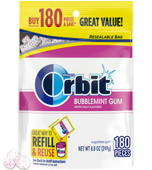 Orbit Bubblemint Sugar Free Chewing Gum, Value Pack – 180 Ct Bag