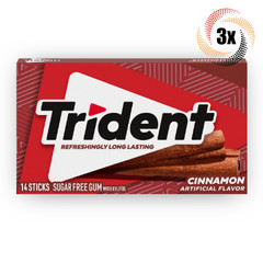 3x Packs Trident Cinnamon Flavor Sugar Free Chewing Gum | 14 Sticks Per Pack