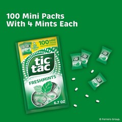 Tic Tac Freshmints, Bulk Bag with 100 Mini Packs (4 Mints each), Share-Size,…