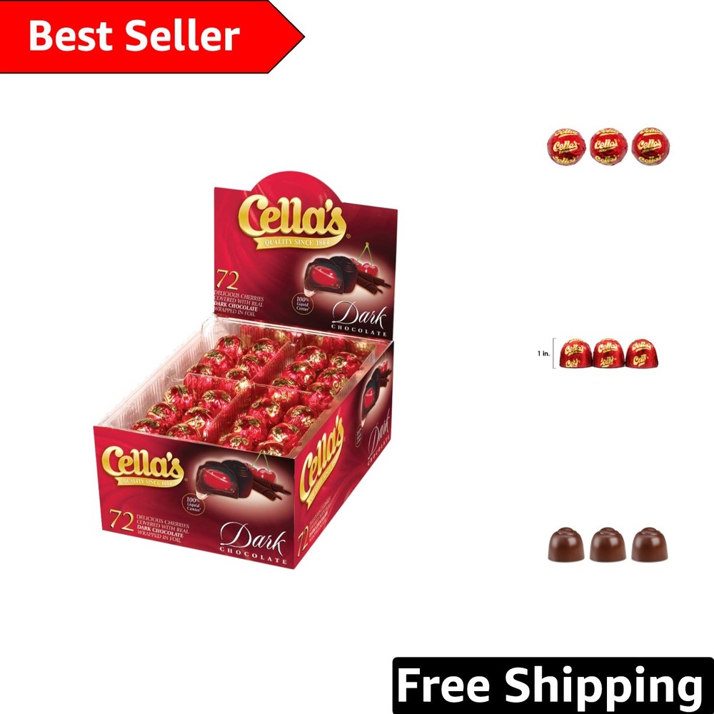Cherry Cordial Candies – Dark Chocolate Covered, 72 Individually Wrapped
