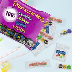 Nostalgic Candy Assortment: Gobstoppers, Spree, Runts, Bottlecaps, 100 Count