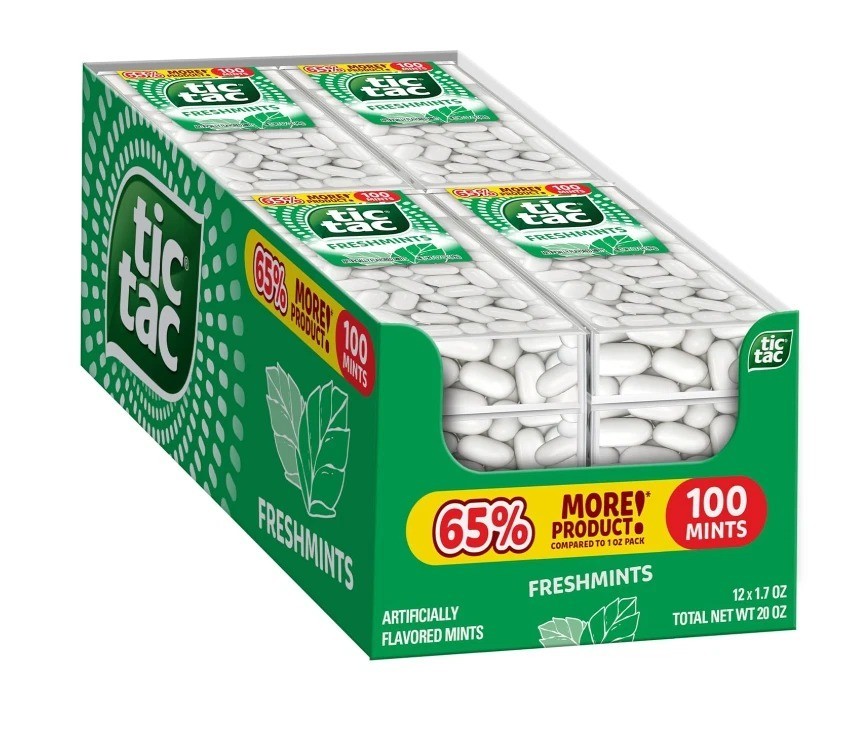 Tic Tac Freshmint Breath Mints, 12 Count, On-the-Go Refreshment, Stocking Stuffe