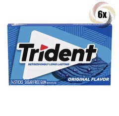 6x Packs Trident Original Flavor Sugar Free Chewing Gum, 14 Sticks Per Pack
