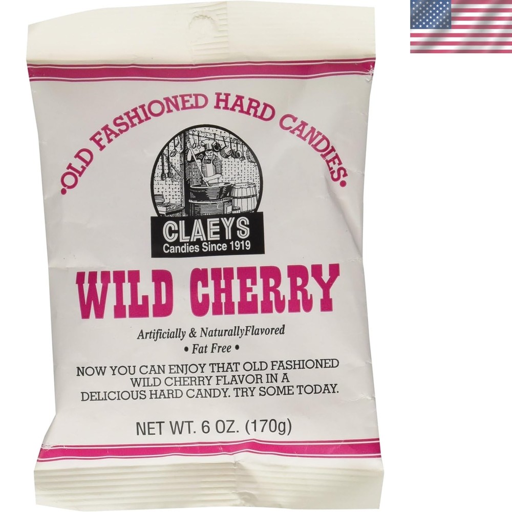 Claey’s Wild Cherry Drops – 6 oz Pack of Delicious Vegetarian Hard Candy