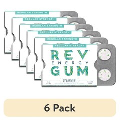 (6 pack) Rev Gum Sugar Free Spearmint Energy Gum, 6 Pieces