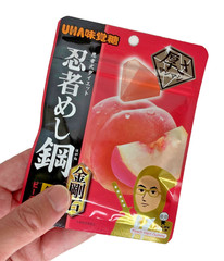 Japan Gummies UHA Mikakuto Ninja Meshi Steel Diamond Peach Flavor 45g × 10 bags