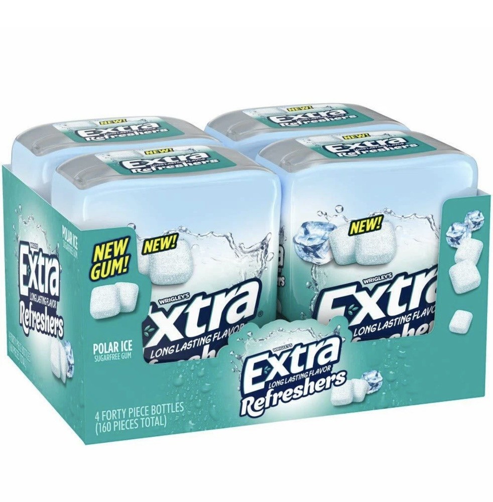 Extra Refreshers, Polar Ice Chewing Gum, 40 Count,Pack of 6