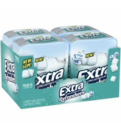 Extra Refreshers, Polar Ice Chewing Gum, 40 Count,Pack of 6