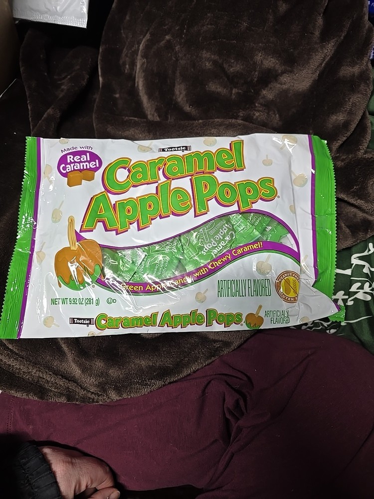 Tootsie CARAMEL APPLE POPS Green Candy w/ Chewy Caramel Lollipops 9.92 Oz Sealed