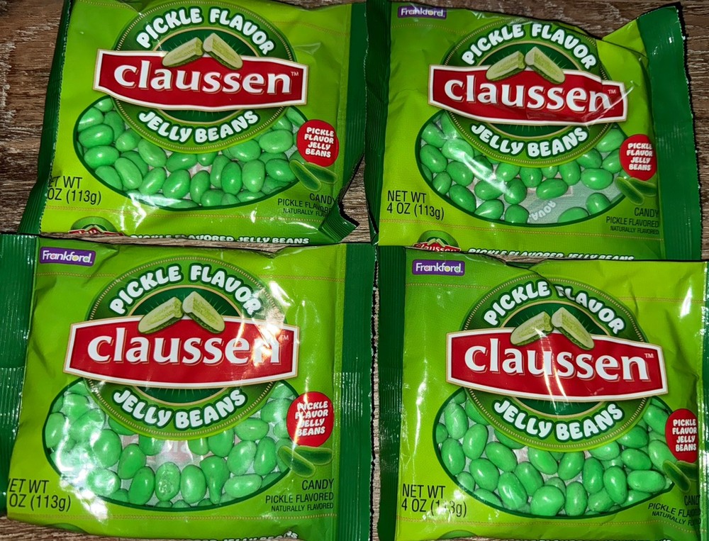 Claussen ~ Dill Pickle Jelly Beans Easter 4-Bags 4oz. Each ~ Expires 11/2026