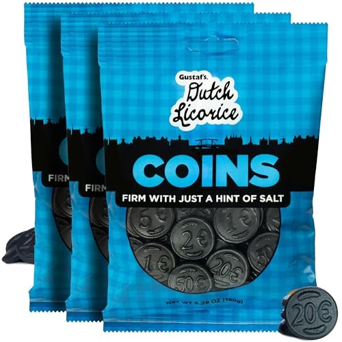 Gustaf’s Traditional Dutch Coin Licorice 5.2 Oz Bag (Pack of 3)