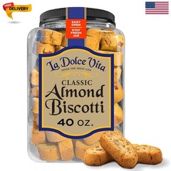 Classic Almond Italian Biscotti Cookie Snacks with Whole Almonds, 40 oz. Jar,…