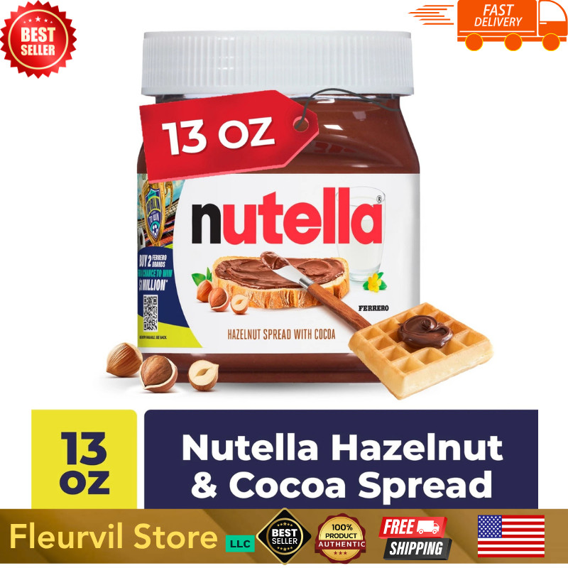 Nutella Hazelnut Spread with Cocoa – Creamy Breakfast Favorite, 13 oz Jar
