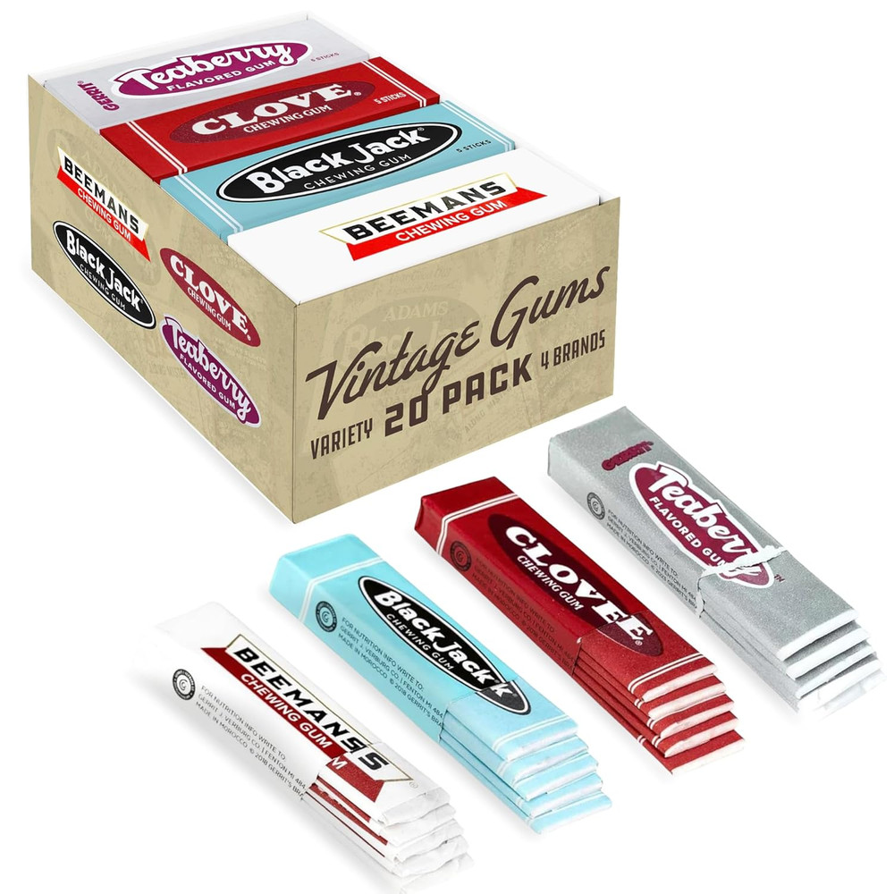 Gerrit’S 20 Count Variety Gum Pack – Clove, Beeman’S, Teaberry, & Black Jack Nos
