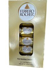 FERRERO ROCHER FINE HAZELNUT CHOCOLATE CANDY INDIVIDUALLY GOLD WRAPPED BOX