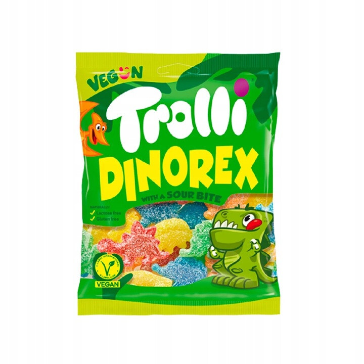 3 x Trolli DINOREX – Sour & Fruit Flavour Jelly Shape – Bag 3 x 100g / 3.27oz
